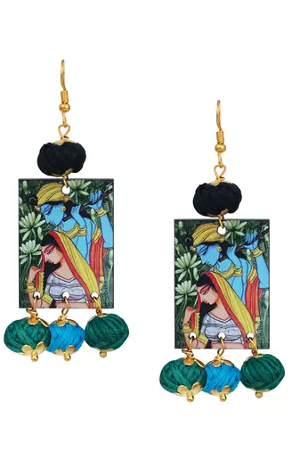 warli painting faces pendant with multi color and cotton bead adjustable thread necklace set for women and girls