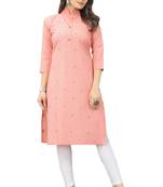Cayorii Women's Bottle peach Cotton Blend Kurta