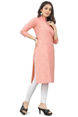 Cayorii Women's Bottle peach Cotton Blend Kurta 2