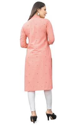 Cayorii Women's Bottle peach Cotton Blend Kurta 4