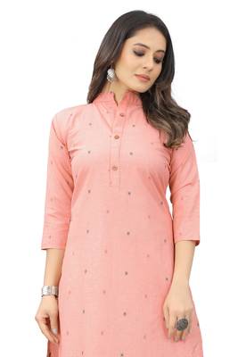 Cayorii Women's Bottle peach Cotton Blend Kurta 5