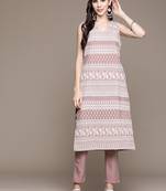 Ziyaa women's purple crepe straight kurta and pant set