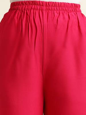 Fabclub Women Rayon Solid Plain Free Size Palazzo (Pink) 6