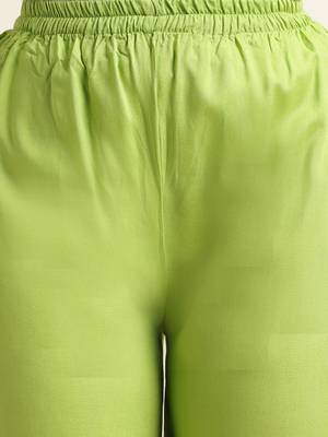 Lime plain rayon palazzo-pants 6