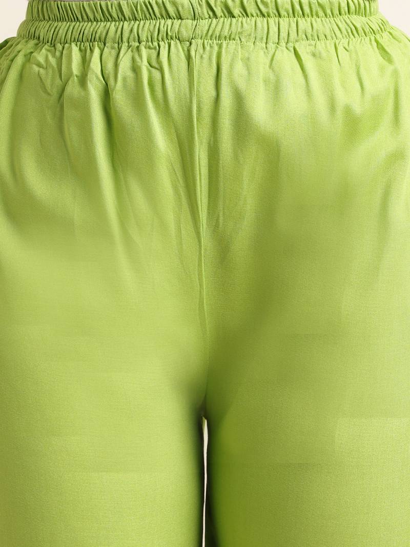 Lime plain rayon palazzo-pants