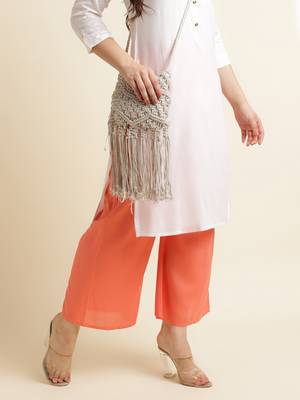 Fabclub Women Rayon Solid Plain Free Size Palazzo (Peach) 5