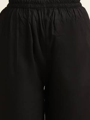 Fabclub Women Rayon Solid Plain Free Size Palazzo (Black) 6