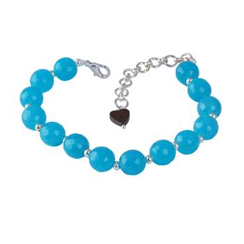   western wear10 mm navy blue onyx beaded silver plated bracelet with adjustable loops for women & girls 1