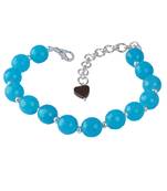   western wear10 mm navy blue onyx beaded silver plated bracelet with adjustable loops for women & girls