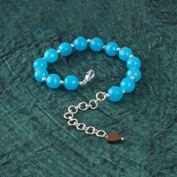   western wear10 mm navy blue onyx beaded silver plated bracelet with adjustable loops for women & girls 3