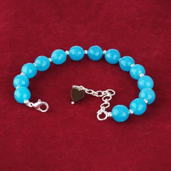   western wear10 mm navy blue onyx beaded silver plated bracelet with adjustable loops for women & girls 4
