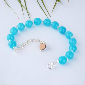   western wear10 mm navy blue onyx beaded silver plated bracelet with adjustable loops for women & girls 5