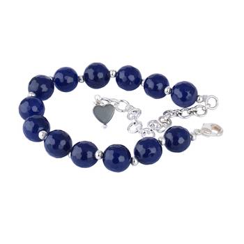   western wear10 mm navy blue onyx beaded silver plated bracelet with adjustable loops for women & girls 1