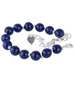   western wear10 mm navy blue onyx beaded silver plated bracelet with adjustable loops for women & girls