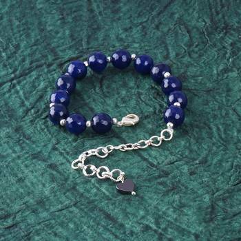   western wear10 mm navy blue onyx beaded silver plated bracelet with adjustable loops for women & girls 4