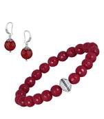   combo of semi-precious reiki gemstone onyx beaded bracelet and earrings silver plated for women and girls