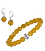   combo of semi-precious reiki gemstone onyx beaded bracelet and earrings silver plated for women and girls