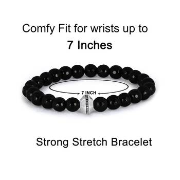   combo of semi-precious reiki gemstone onyx beaded bracelet and earrings silver plated for women and girls 2