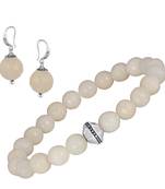   combo of semi-precious reiki gemstone onyx beaded bracelet and earrings silver plated for women and girls