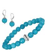   combo of semi-precious reiki gemstone onyx beaded bracelet and earrings silver plated for women and girls