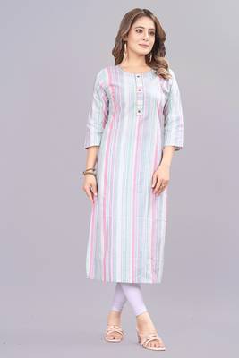 Cayorii Women's Bottle blue Cotton Blend Kurta 1