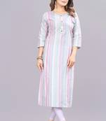 Cayorii Women's Bottle blue Cotton Blend Kurta