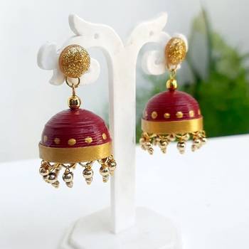 Quilled jhumkas with resin stud earrings1 1