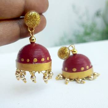 Quilled jhumkas with resin stud earrings1 2