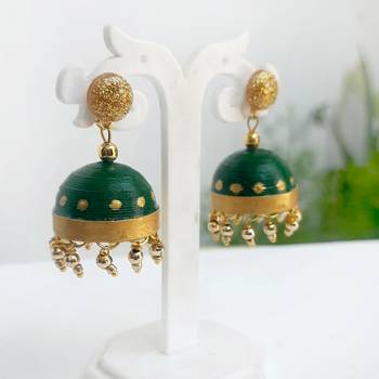 Quilled jhumkas with resin stud earrings2 1