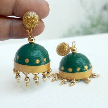 Quilled jhumkas with resin stud earrings2 2