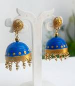 Quilled jhumkas with resin stud earrings3