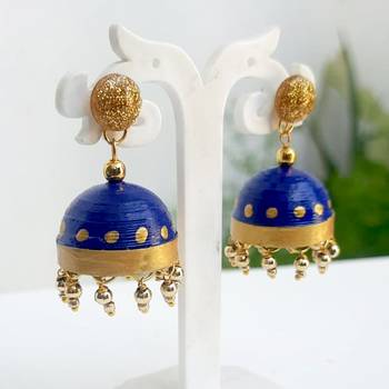 Quilled jhumkas with resin stud earrings4 1