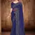 Navy Blue Heavy Zari Resham Stone Embroidered Net Wedding Saree With Blouse Piece