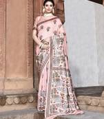Elora pure tussar silk kantha work saree for women (light pink)