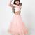 Peach polyester lehenga choli set