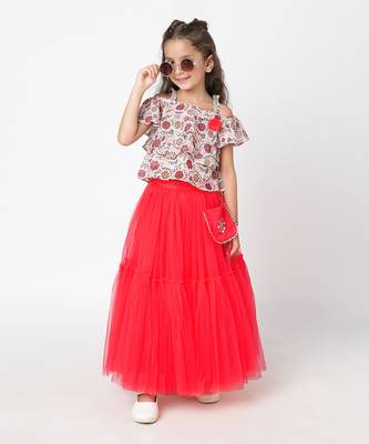 Red polyester lehenga choli set 1