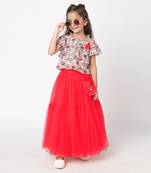 Red polyester lehenga choli set