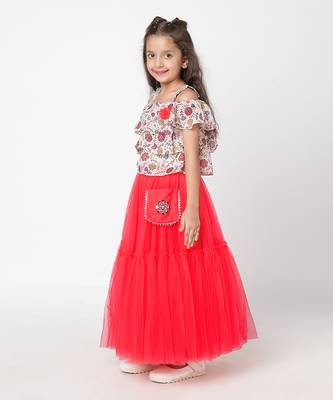 Red polyester lehenga choli set 3