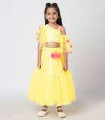 Yellow polyester lehenga choli set
