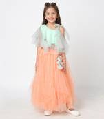 Peach polyester lehenga choli set