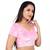 Velvet Baby Pink Short Sleeves Stretchable Readymade Saree Blouse