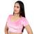 Velvet Baby Pink Short Sleeves Stretchable Readymade Saree Blouse