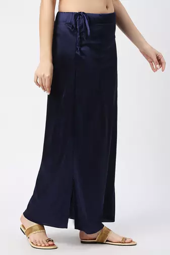 Neckbook Satin Navy Blue Color Petticoat