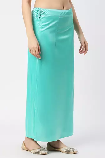 Neckbook Satin Rama Green Color Petticoat