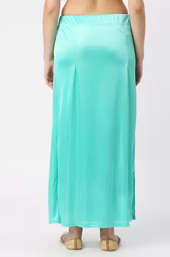 Neckbook Satin Rama Green Color Petticoat