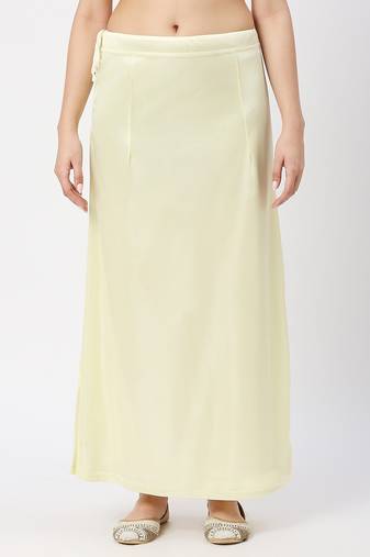 Neckbook Satin Light Yellow Color Petticoat