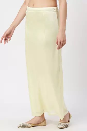 Neckbook Satin Light Yellow Color Petticoat
