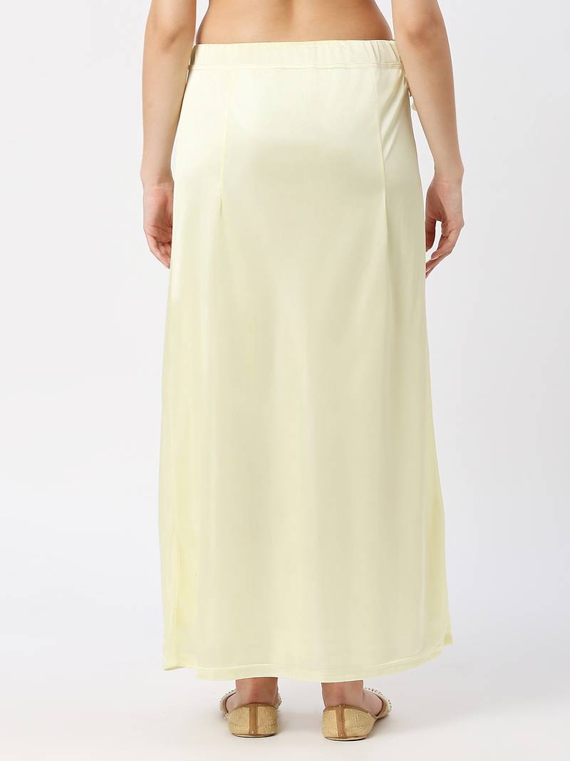 Neckbook Satin Light Yellow Color Petticoat