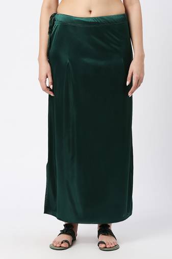 Neckbook Satin Rama Green Color Petticoat