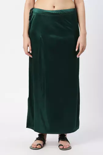 Neckbook Satin Rama Green Color Petticoat
